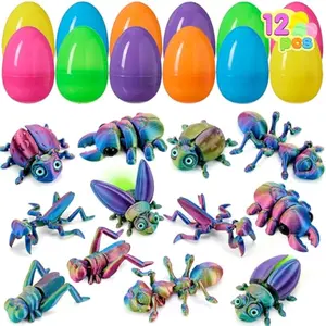 12 Pcs Prefilled Easter Eggs with 3D Printed Insects, Magic Toy for Party Favors, Basket Stuffers for Boys & Girls, Easter Egg Hunt, Goodie Bag Fillers, Classroom Prize Supplies, Party Games