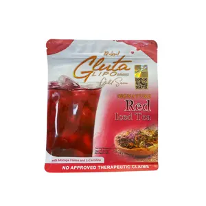 GlutaLipo Gold Series Red Iced Tea Drink Mix 10 Sachets with Gluta & Collagen L-Carnitine Moringa Flakes Refreshing Beverage