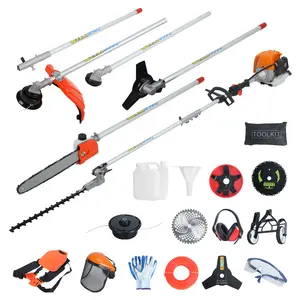 summervibes Multi-Functional Trimming Tool, 52CC 2-Cycle Gas Powered Hedge Trimmer, Weed Eater, String Trimmer, Brush Cutter, Edger, Pole Saw Chainsaw Pruner with Extension Pole
