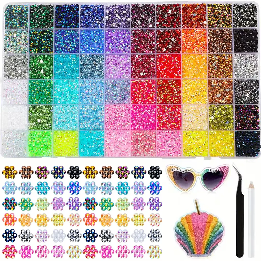 60-Color Resin Jelly Rhinestone Bedazzling Kit, Nail Art & Decoration Jewels, Ideal for Bedazzling Things & DIY Arts Crafts Gifts, Nail Tech Supplies, Diy Projects