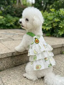 Pet Clothes Dog Cat Backless Bubble Tiered dress Cartoon Cute Summer Short Sleeve Cartoon Summer Breathable With Leash Ring D00056/D00057