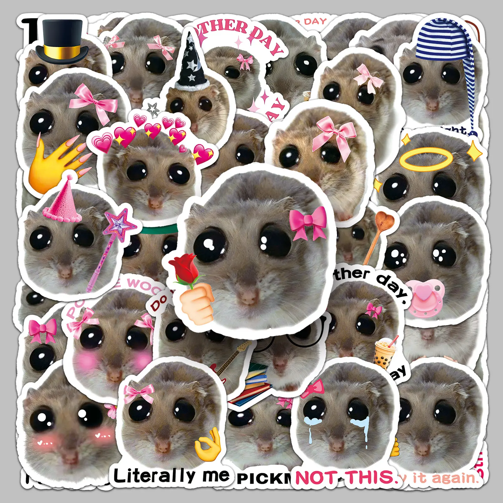 50pcs Big-Eyed Realistic Hamster Stickers, Sticker Decals, Car Decorative Sticker, Suitable for Scrapbooks, Diaries, Laptops, Water Bottles, Cars, Etc. A Gift with A Positive Message, Based on A Belief-based Design.