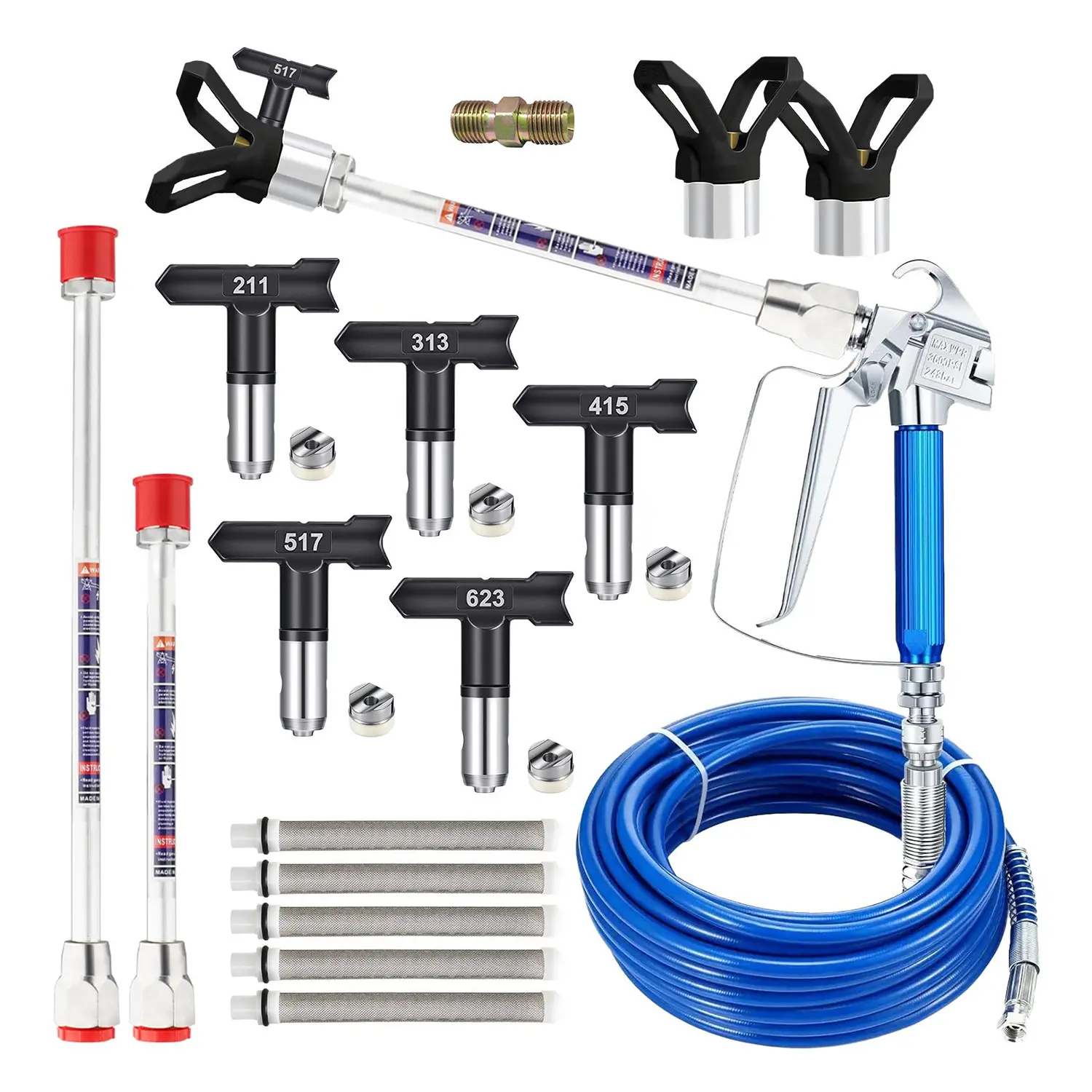 17-Piece Airless Spray Gun Accessories Set, Paint Sprayer Equipment Auxiliary Tools, Essential Kit for Painting Machines, Paint Spraying Tool