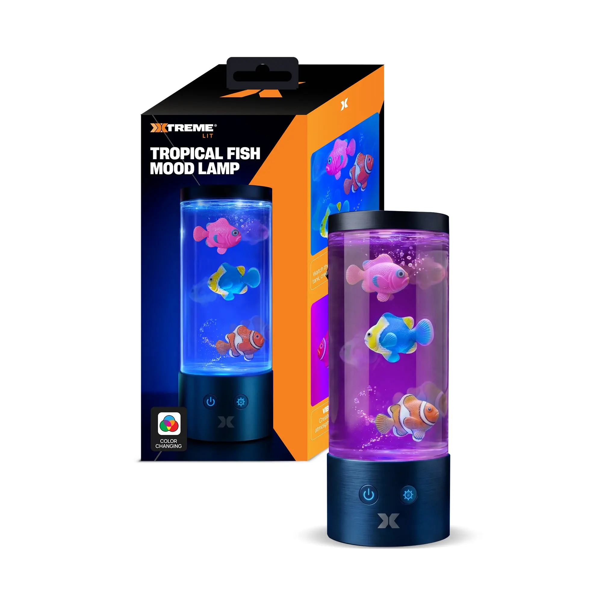 Tropical Fish Mood Lamp, Color-Changing LED Aquarium Night Light with Moving Fish, Vibrant Mood Lighting for Home & Office