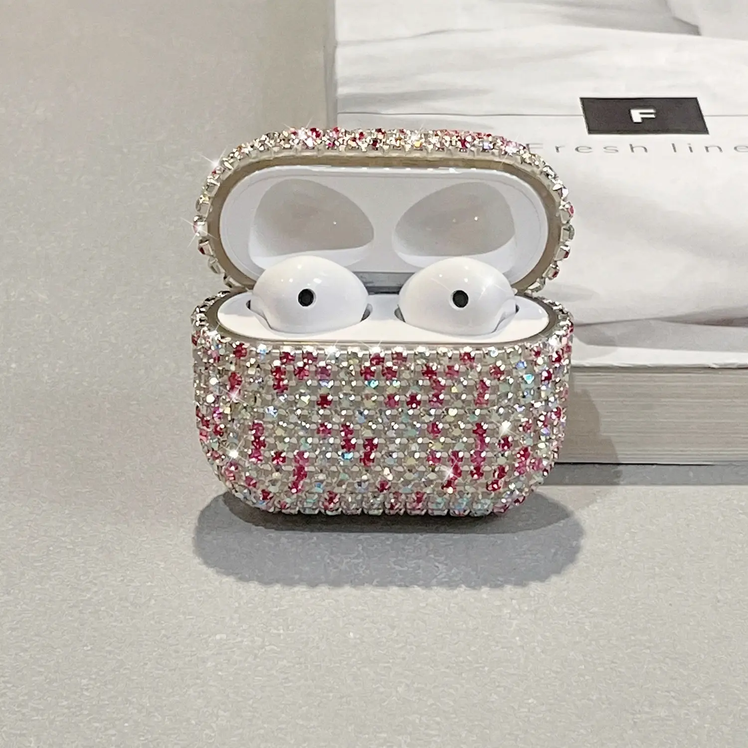 Sparkly Diamond Case for AirPods 4 / 3 / 2 / 1 for AirPods Pro 3 / Pro2 / Pro Generation, Stylish Chic Bling Glitter Shining Crystal Shockproof Protective Premium Bling Rhinestone Skin Hard PC Case Cover  ﻿  ﻿