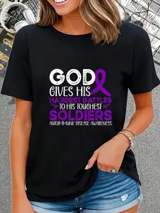 "Autoimmune Disease Warrior" Awareness Tee - Inspirational Support Graphic T-Shirt, Colorful Ribbon Empowerment Top, Soft Breathable Daily Wear, Meaningful Gift for Warriors