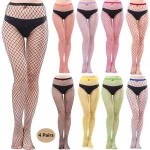 4 Pairs Women Fishnet Tights, Fishnets Net Stockings Pantyhose for Daily Wear, Cosplay, Holiday, Date, Perfect for Layering Fashion