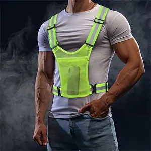 Adjustable Reflective Safety Vest with Storage Bag, High Visibility Polyester Gear for Outdoor Cycling and Running, Universal Fit
