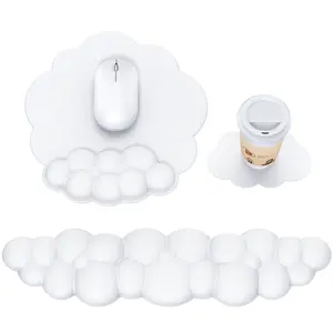 Cloud Mouse Pad with Wrist Rest, Cloud Keyboard Wrist Rest, Mouse Pad Wrist Support, Ergonomic Keyboard Mouse Wrist Support Non Slip Mousepad Desk Accessories