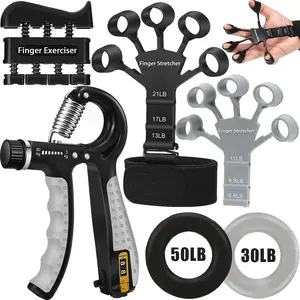 Grip Strength Trainer 6Pcs-Adjustable Hand Gripper, Finger Exerciser, Finger Stretcher, Forearm Workout Rings, Hand,Finger&Forearm Gripster for Strength Training, Muscle Building & Injury Recovery