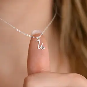 New Female Collarbone Letter Chain Silvery Letter Necklace Stainless steel Necklace