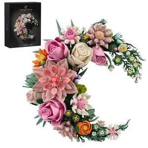 BuildBoat  Pink Flower Wreath Building Blocks Set, 944 Pieces Botanical Collection Artificial Floral Wreath Model Kit for Adults, DIY Home Decor Craft Gift for Valentine's Day, Mother's Day, Wedding Anniversary outdoorfun
