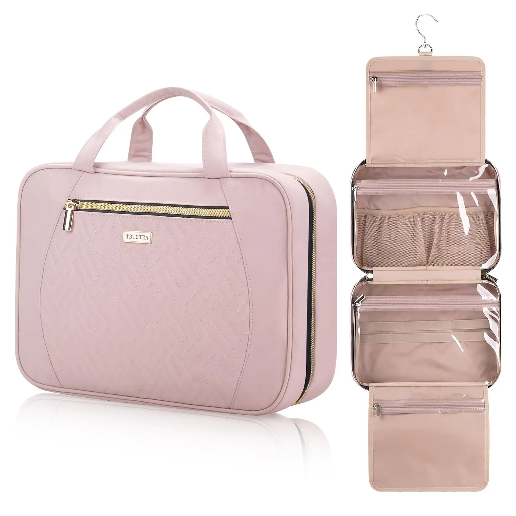 Travel Toiletry Bag - Hang makeup organizer accessories, shampoo, full size container, toiletries. Waterproof, scratch-resistant, large capacity TSA Approved Clear Hanging Travel makeup bag