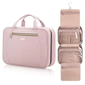 Travel Toiletry Bag - Hang makeup organizer accessories, shampoo, full size container, toiletries. Waterproof, scratch-resistant, large capacity TSA Approved Clear Hanging Travel makeup bag