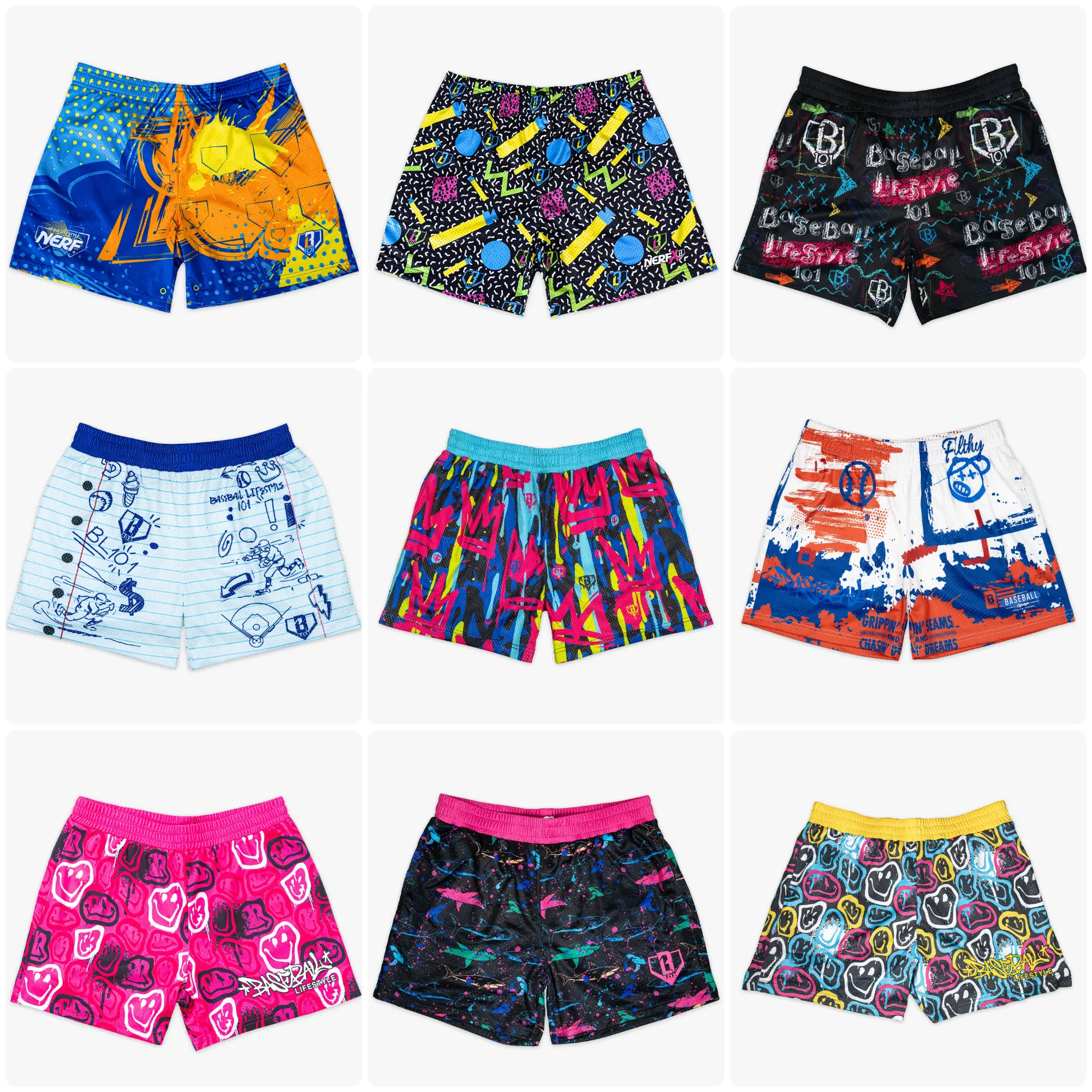 [ Summer Sale - Baseball - Lifestyle - 101 Short ] Premium Printed Mesh Athletic Shorts – Lightweight Breathable Graphic Gym Collection for All Ages & Sizes
