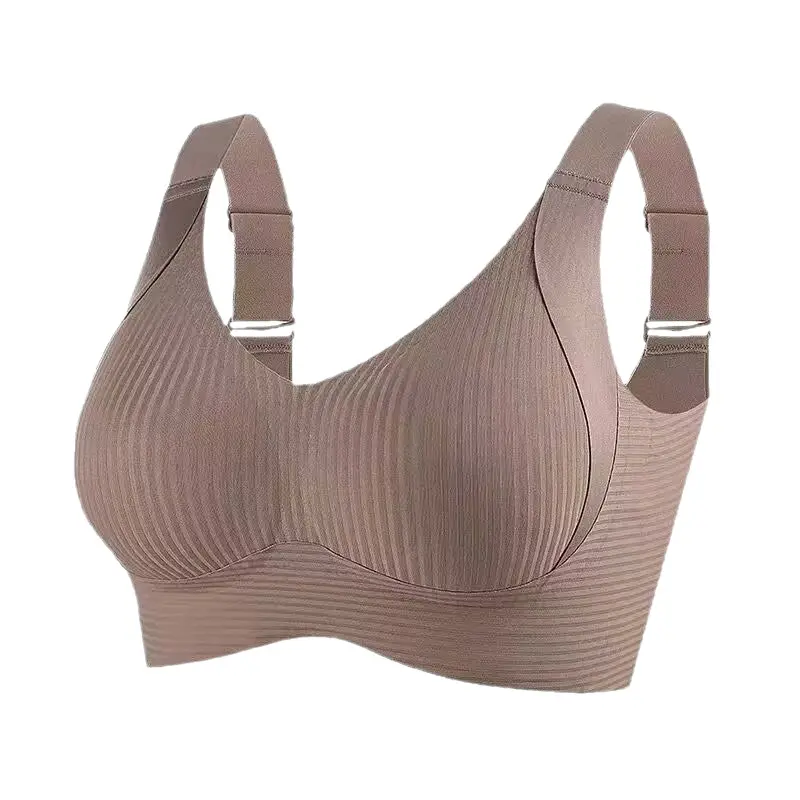 European and American Cross-Border Women's Lingerie Large Bust Minimizing Bra Anti-Sagging Plus-Size Adjustable Seamless Bra with Side Breast Support for Everyday Wear Womenswear