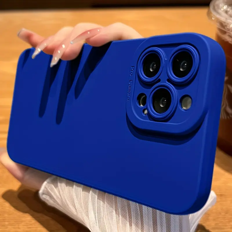 Klein Blue Series iPhone Case 14promax Case Eyes Silicone for iPhone 15pro New Case 12 Pure Color Evening 11 Points Minimalist Full Set X Drop Proof Male 15plus Female