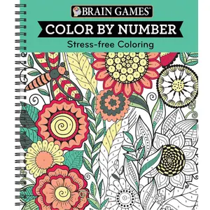 BBrain Games - Color by Number: Stress-Free Coloring (Green) Spiral-bound – February 1, 2017
