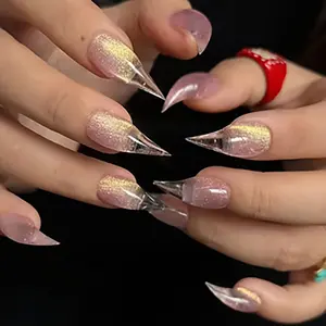 Spring Summer New 10-Piece Press-On Nails, Trendy Sharp Tips, 3D Dragon Claw Cat Paw Design, Reusable, Non-Damaging, Handmade Women's Falsenails