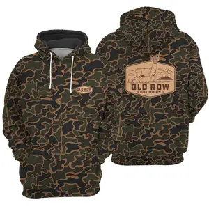 0ld Row Outdoors Deer Badge Camo All Over Print Hoodie Pullover, Trendy Gift