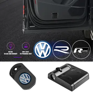 1/2/4PCS Car LED Door Welcome Light Laser Projector Badge Lamp Auto Decoration Accessories For Volkswagen Caddy Scirocco Beetle CC Touareg Tiguan Touran T-ROC Golf 4-7 T4 T5 Sharan 7N Passat B5-B7 Polo R Line Blue Motion, Led Auto Lights
