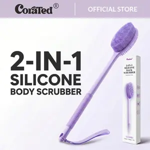 [CORATED Official] 17.5" Silicone Back Scrubber - Long Handle Body Brush, Anti-Slip Deep Exfoliating, Smooth Skin Care ,home spa experience