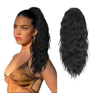 SummerVibes AISI HAIR 20" Long Claw Hair Extension Synthetic Wavy Curly Hairpieces Ponytail Clip in Ponytail Wig Daily Fluffy Pony Tail for Women