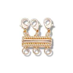 Gold Braided Magnetic Lobster Clasps Tangle-Free Layering Tarnish Resistant Jewelry Supply for Multiple Necklaces
