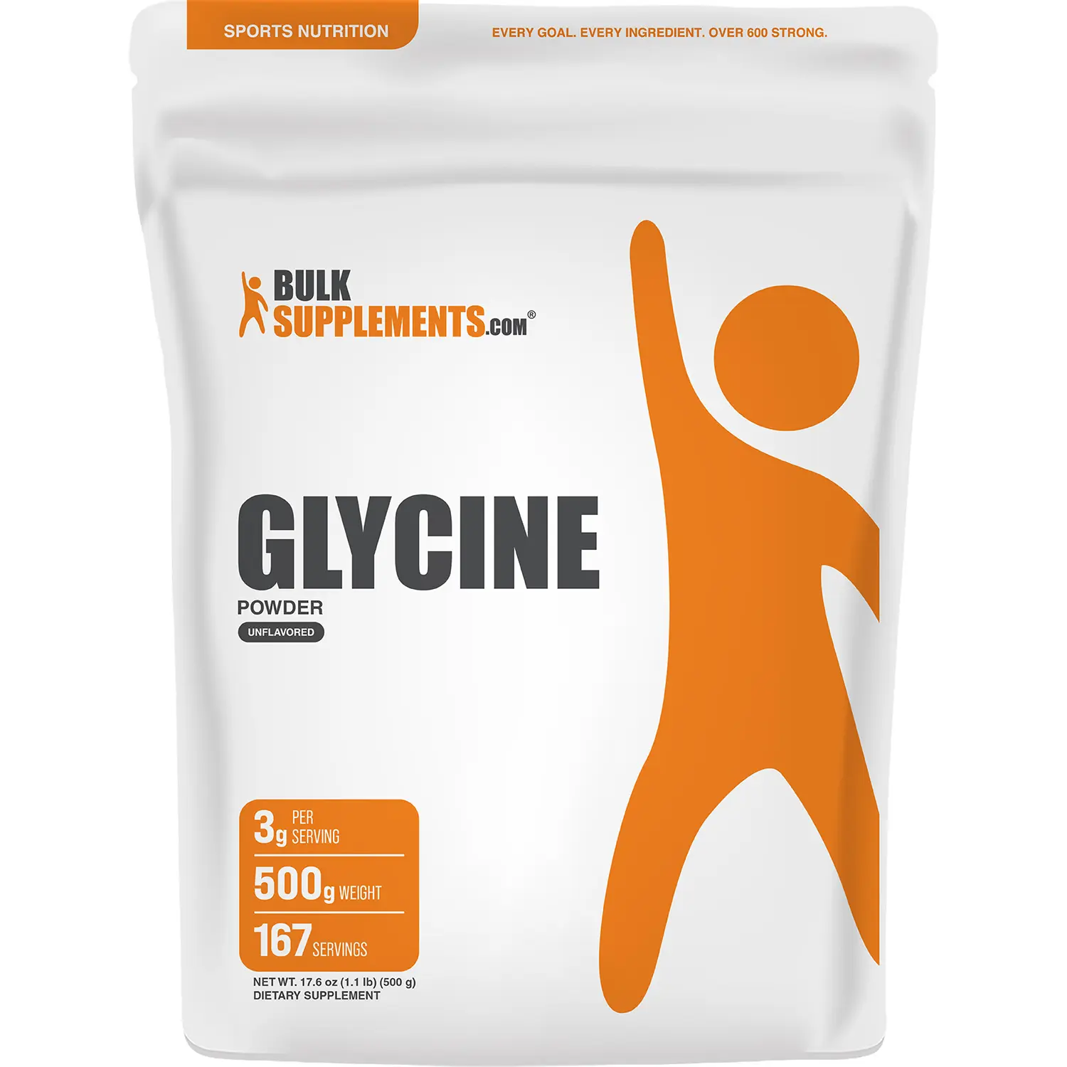 BulkSupplements - Glycine Powder - Anti-Inflammatory - Cognitive Support - 500g - 3g per Serving