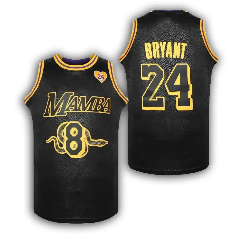 Men's Black Snakeskin MAMBA Basketball Jersey #8/#24, Lightweight Breathable Mesh Performance Tank Top, Athletic Streetwear for Basketball, Gym & Outdoor Sports, Perfect Gift for Men & Women Basketball Fans