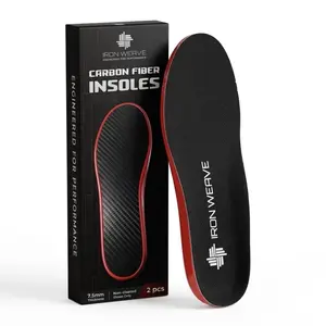 IRON WEAVE Carbon Fiber Insoles for Men - Rigid Ballistic Turf Toe Support Inserts for Sports, Running & Hiking - Premium Orthopedic Carbon Fiber Shoe Insert for Great Toe Pain & Performance