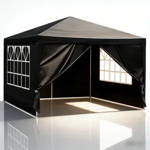 10'x10' Waterproof Gazebo for Outdoor Parties, Heavy Duty Canopy Patio Tent for Wedding BBQ Cater, Black