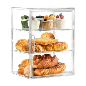 Adjustable Bread Storage Box, Large Acrylic Bread Container, Storage Containers, Kitchen Countertop Use, Flip Lid Sealed, Airtight, Transparent Display Case