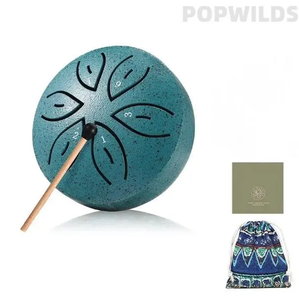 3-inch 6-note steel tongue drum, a waterproof outdoor rain drum and garden chime. Mini pentatonic hand drum with clear melodious sound. Compact and portable, ideal musical decor for yards, patios, bringing soothing tones to your outdoor space.