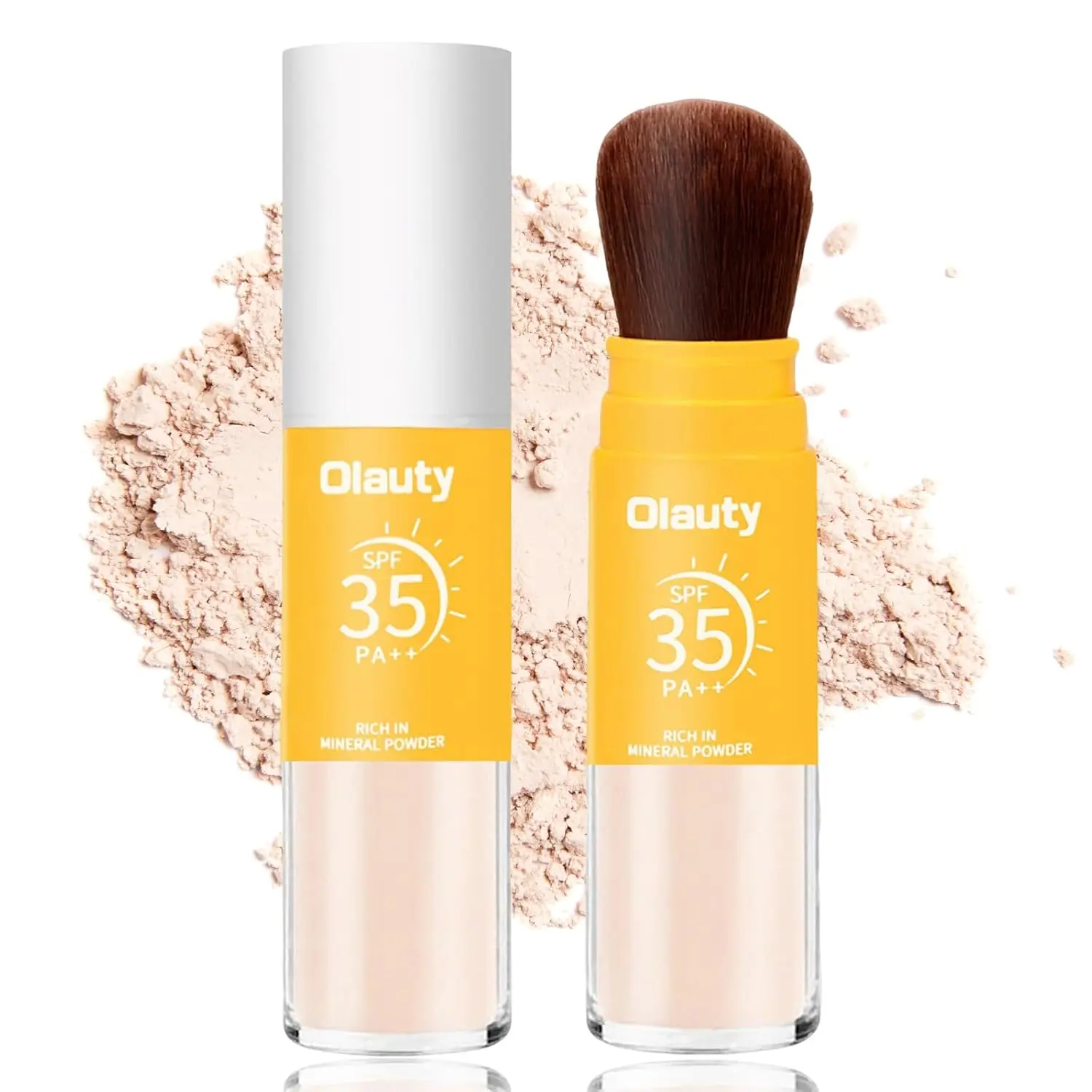 Mineral Powder Sunscreen for Face & Scalp, SPF 35,Beach Essentials,Brush on Sunscreen Setting Powder,Oil Control Hair Sunscreen Face Powder Travel Size,Lasting Lightweight Breathable (#01 Translucent)