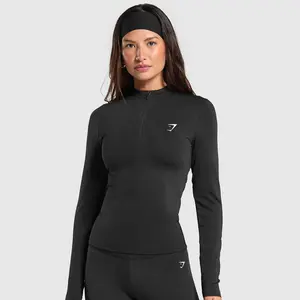 [With Logo] Gymshark  Slim-fit Half-Zip Fitness Jacket, Autumn Winter Breathable Stretch Yoga Sports Top