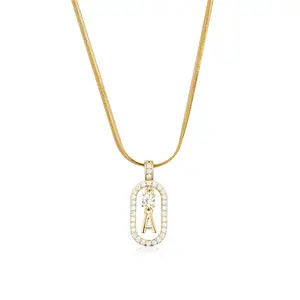 MEIITRUE Initial Letter Pendant Necklaces for Women, 14K Gold Plated Layered Alphabet Necklace with Paperclip & Snake Chains, Zirconia Letter Charm Jewelry Gift