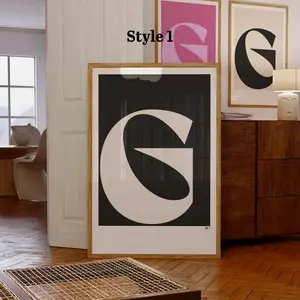 Printable letter initial posters, monogram wall art, letter G initial art print, set of 3 print at home wall decor, neutral and colorful art