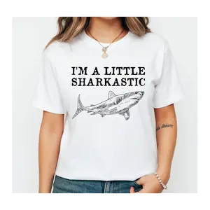 I'm A Little Sharkastic Shirt - Funny Shark Lover Unisex T-Shirt - Ultra-Soft Comfy Fabric Shark Graphic Tee for Women & Men - Top