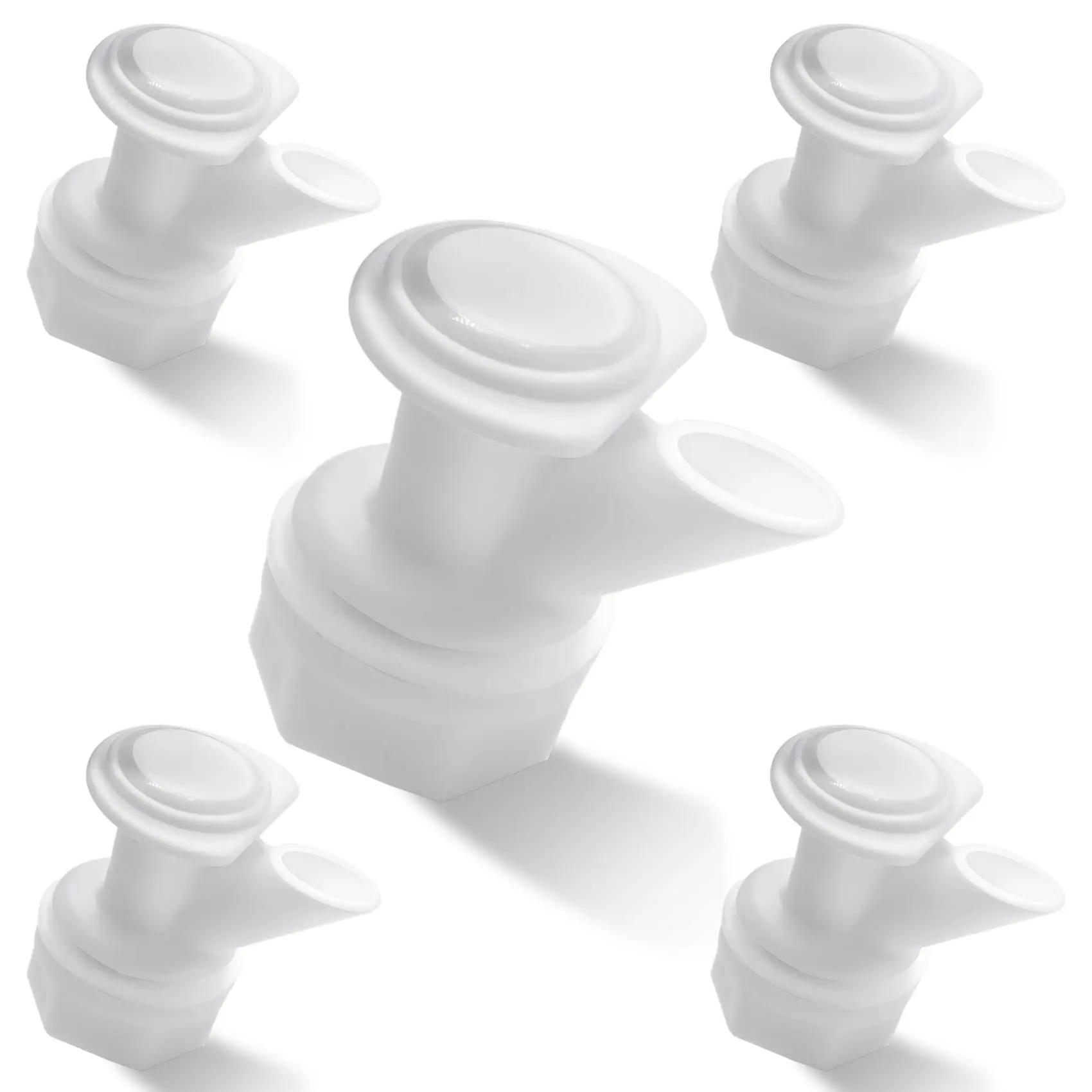 5 Pack Push Button Spigot Kit Replacement Compatible with Igloo Coolers 2, 3, 5 & 10 Gallon, Replacement Spout for Igloo Water Jug, Beverage Cooler Valve with Gaskets and Nut, BPA Free, PP, White