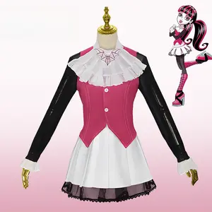 Original Animation Monster High Inspired Draculaura Cosplay Costume Dress for Girls Women Halloween Party Stage Performance Fancy Dress Up Outfit