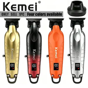 Professional Hair Clipper Kemei Km-Pg2499, Upgrade Model 2299/2293, Base Charging Design, Digital Display Trimmer, Comfortable Grip, Barber Tool, Cordless Barber Clipper