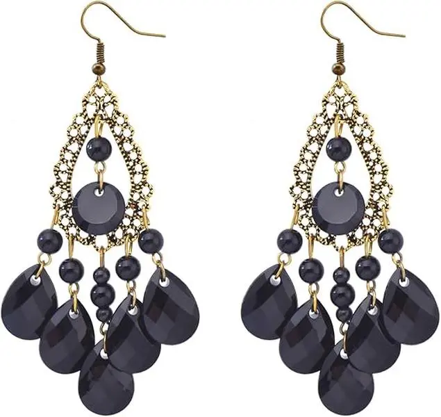 4 pcs Retro Roar 1920s Official Accessory Set - Black Feather Headpiece, Earrings, Long Gloves, and Pearl Necklace, Suitable for Gatsby themed parties, retro ball outfits, and 1920s themed celebrations