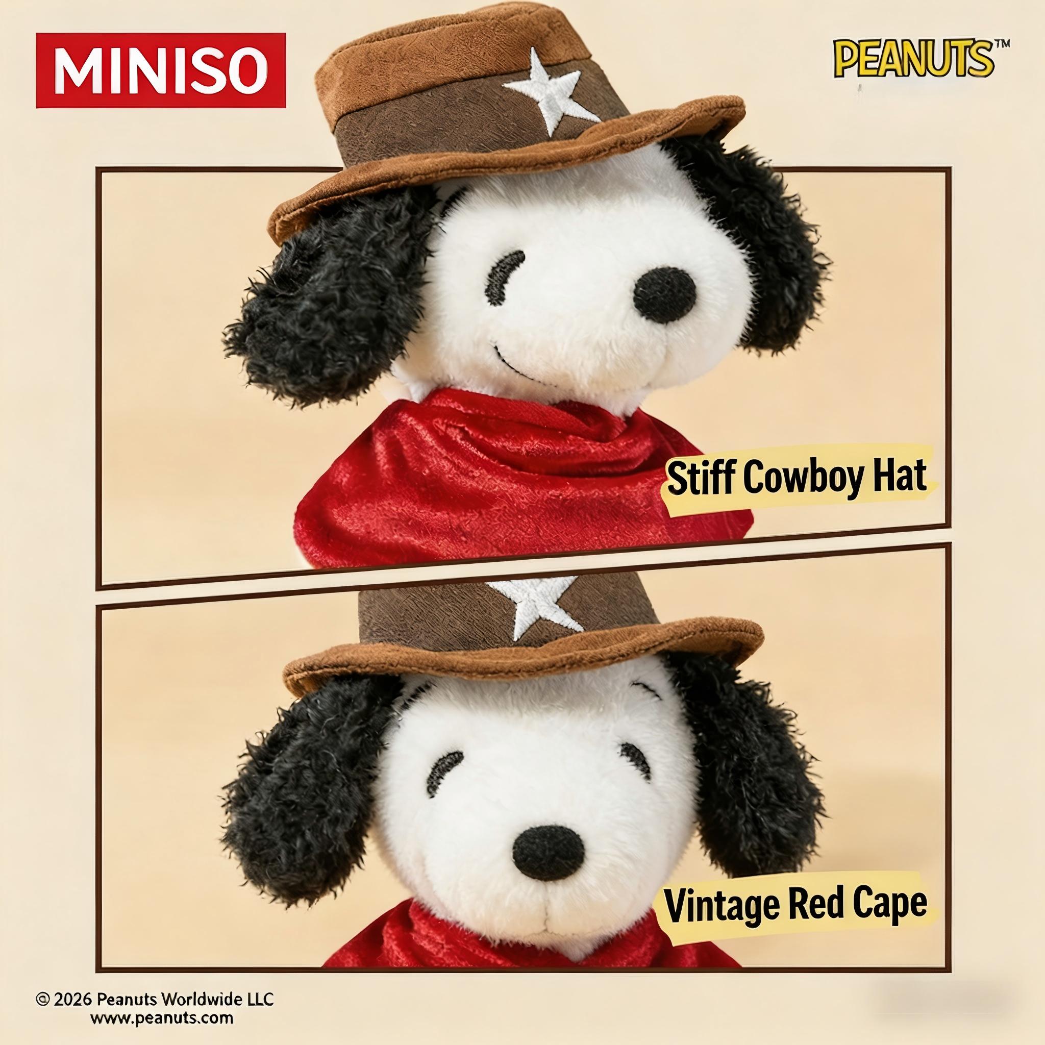 MINISO Peanuts Snoopy Western Cowboy Figurine, Adorable Tabletop Decoration,Cute Collectible for Snoopy Fans & Decor Lovers