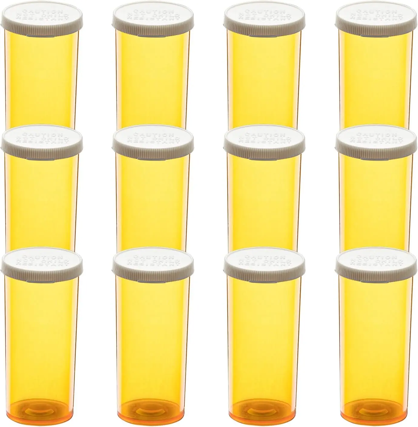 Amber Lightproof Prescription Vials - Healthcare Aid Medicine Pill Organizers, 12 Empty 8-Dram Bottles with Easy-Open Snap Caps, Protects Multiple Travel Pills, 12 Bottles