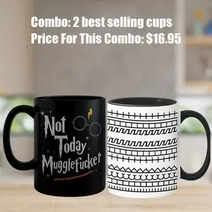 BNB Combo: 2 Best Selling Cups - Sarcastic "Not Today Mugglefucker" & Halloween Mug - Funny Hidden Message Coffee Mug - 11 oz Ceramic - Perfect for Coworkers & Friends - Gift for Halloween & More