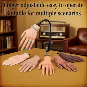 Acrylic Practice Hand with Silicone Fingers, Nail Art Practice Model for False Nail Training and Manicure, Ideal for Nail Artists, Nail Art Tools