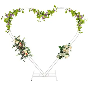 Heart-Shaped Wedding Arch Stand, 6.7x6.7 ft Paint-Compatible Backdrop Frame with Thick Steel Tubes, T-Shaped Base, 22 lbs Heavy-Duty Load Capacity, DIY for Ceremony, Party (Flowers, Balloons, Tulle Compatible), Heart Shaped Arch