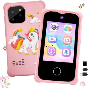 Unicorn Design Smart Phone Toy, 2.8" Touch Screen HD Dual Camera Cell Phone Toy with 32G Card, Travel Toy, Preschool Learning Toy for Kids
