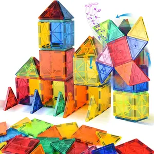 Children Magnetic Creative Building Blocks Toy, Colorful Textured Tiles, Mini Size, Montessori Educational Toy, Includes Storage Box, Gift for Kids 3-6 Years